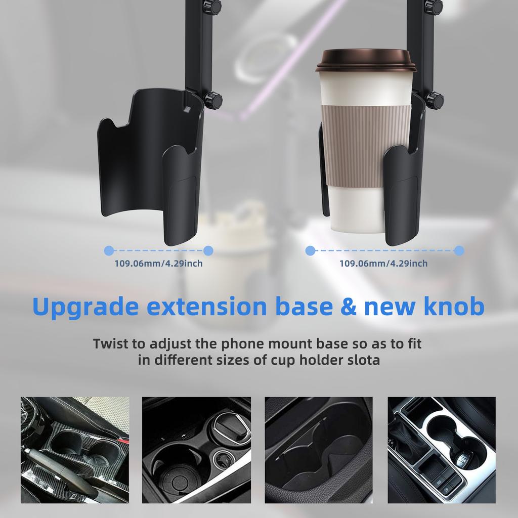 Porta telefono per portabicchieri da auto Rotazione a 360° Supporto magnetico 2 in 1 Portabicchieri da auto Regolazione magnetica Ventosa Porta telefono cellulare