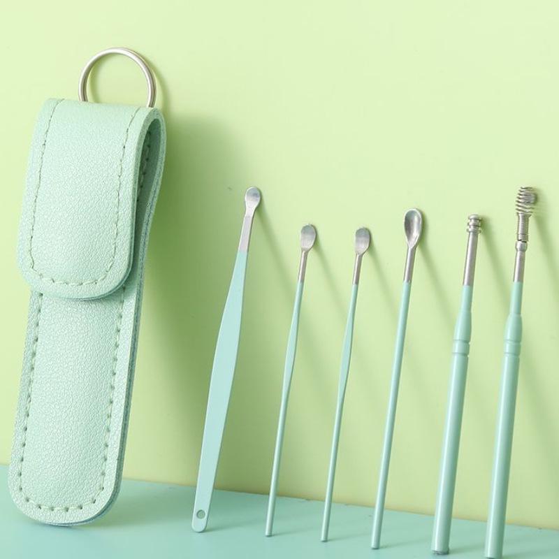 Portable 6-Piece Stainless Steel Earwax Removal Tool Set with Keychain