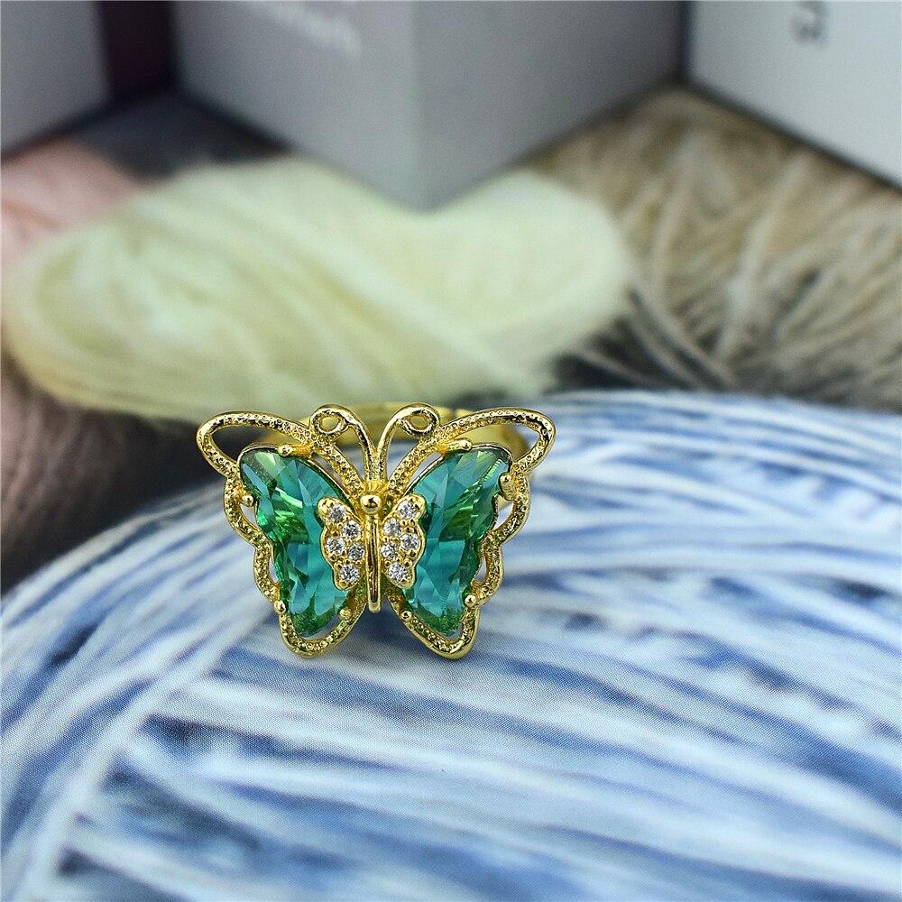 New Glass Color Opening Adjustable Ring Men 'S Jewelry Women 'S Gift Exquisite Jewelry Glittering Jewelry Electroplating Colo