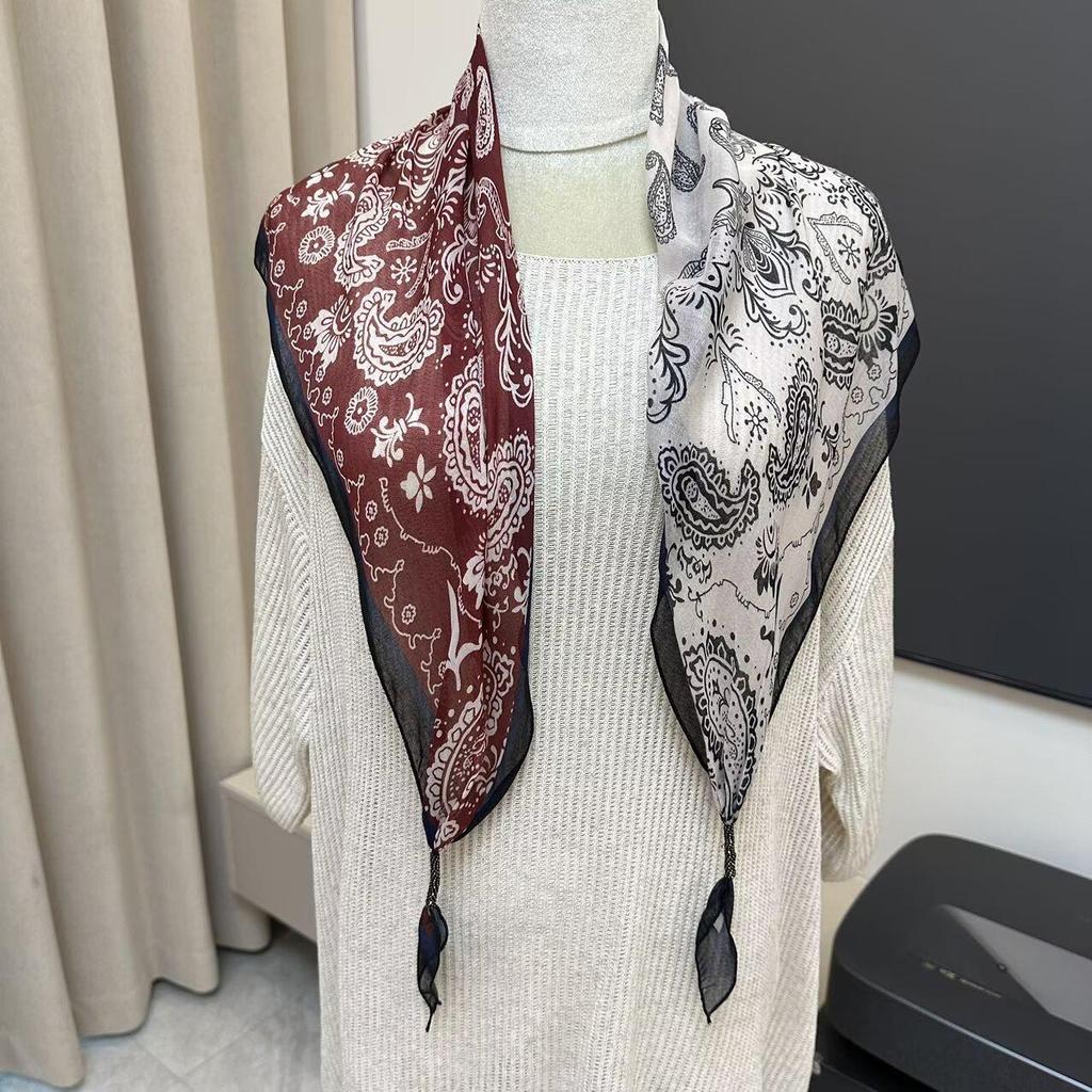 Premium Women's Summer Cotton & Linen Triangle Scarf - Versatile Lightweight Shawl