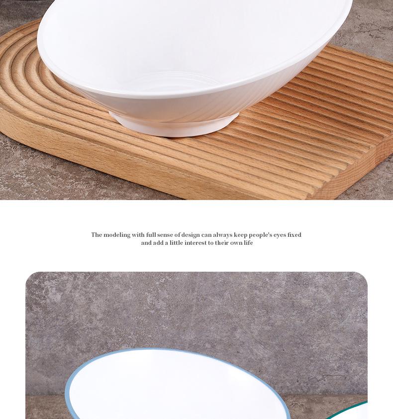 Velká šikmá melaminová mísa - Imitace porcelánu pro horký hrnec, salát a dochucovadla