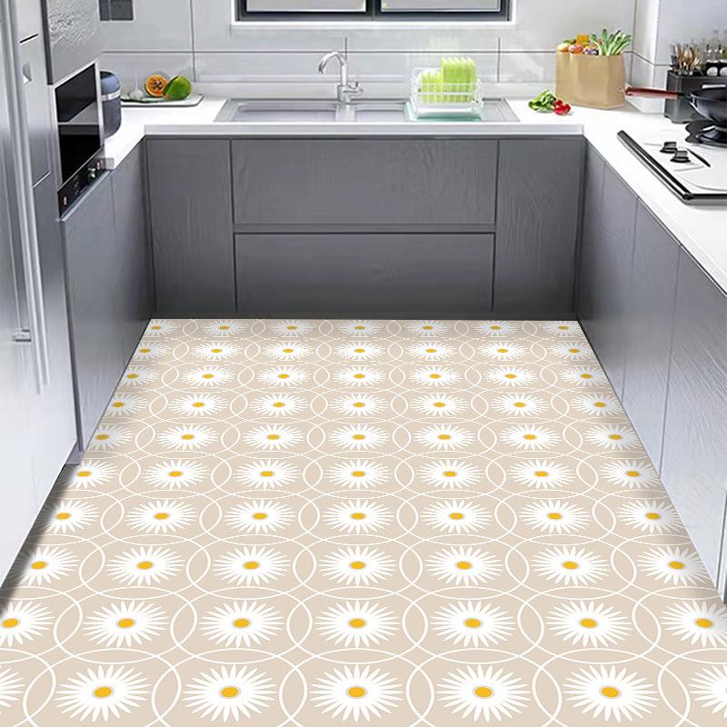 Balcony Kitchen Floor Mat PVC Waterproof Oil-proof Non-slip Carpet Disposable Wipeable Carpets Large-area Dirt-resistant Rugs