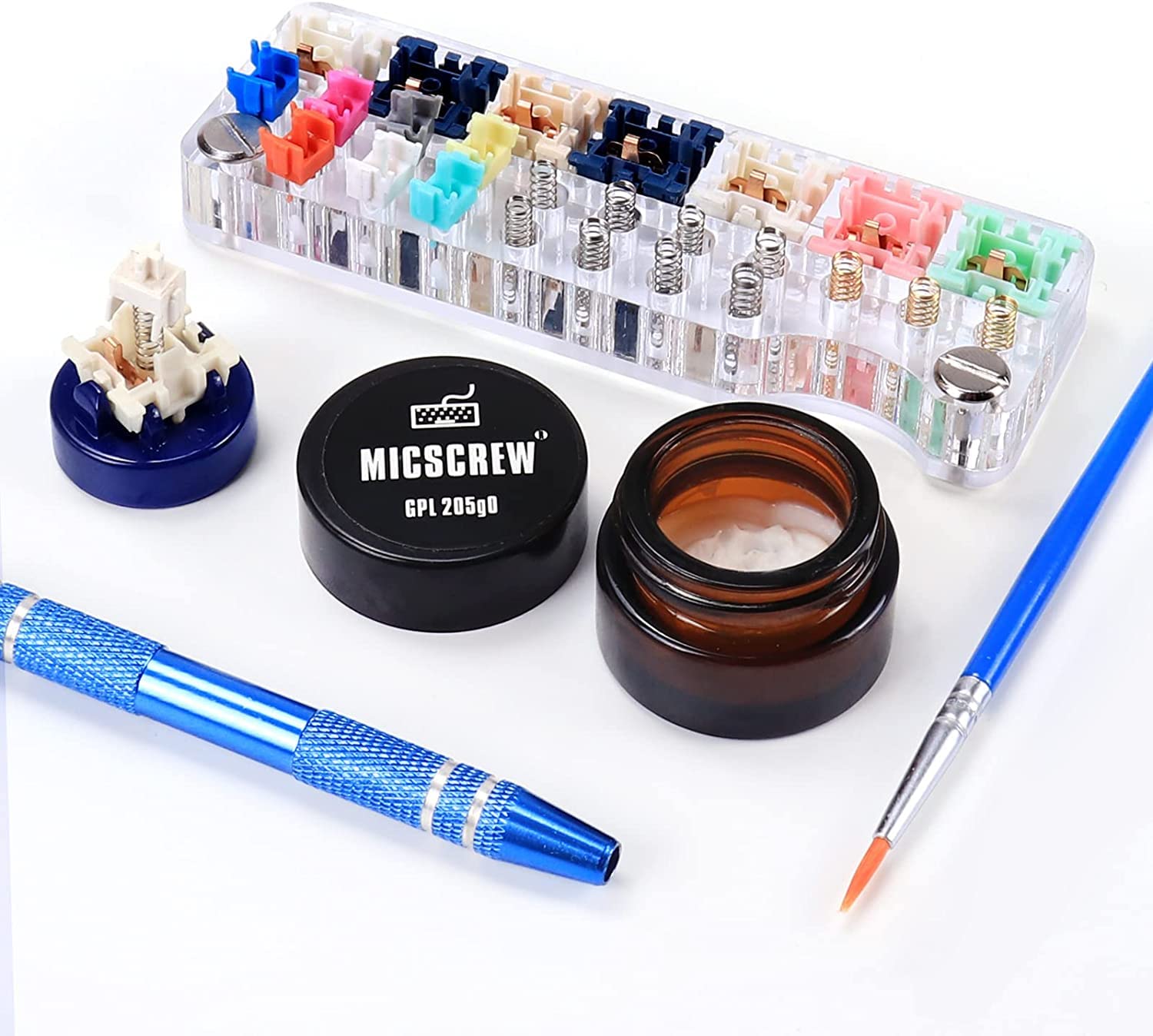 

5-Piece Keyboard Lubrication Station Kit with 4.81g GPL 205G0 MX Switch Opener and Stem Holder, Compatible with Gateron and Cherry Switches, and Key