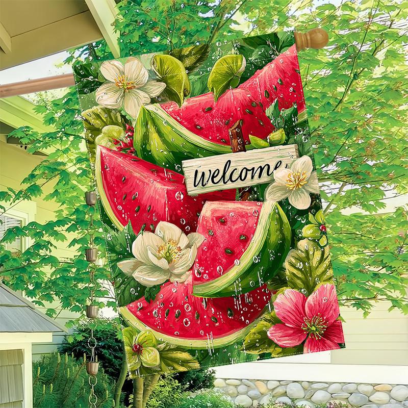 2D Flat - 2D Flat - 2D Flat, 1pc Welcome Summer Watermelon Garden Flag_1 (10) Garden Decoration Double S, Home Decoration, Yard Decoration, Outdoor D