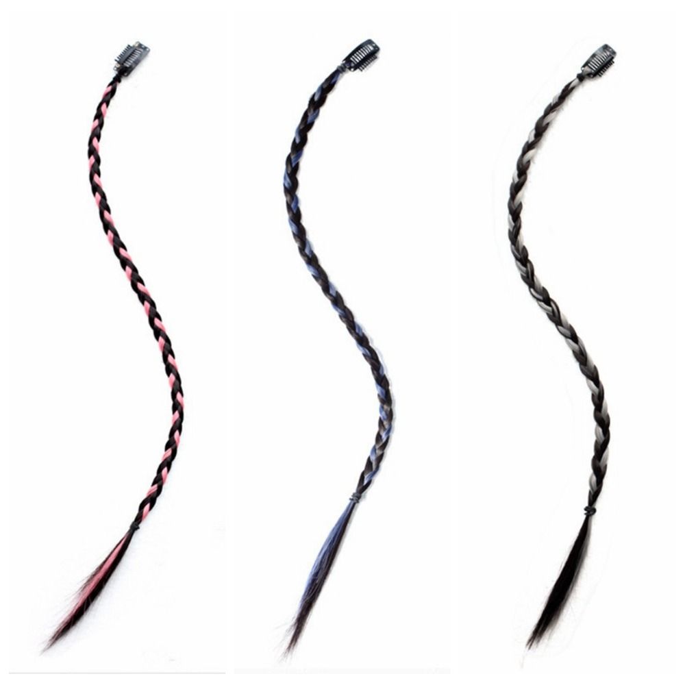 Clip Twist Braided Hair Rope Fashion Hanging Ear-Dye Wig Boxing Braid Hair Pieces  Girls