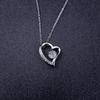 Sterling Silver Heart Pendant Necklace with Dancing Cubic Zirconia Romantic Jewelry for Women