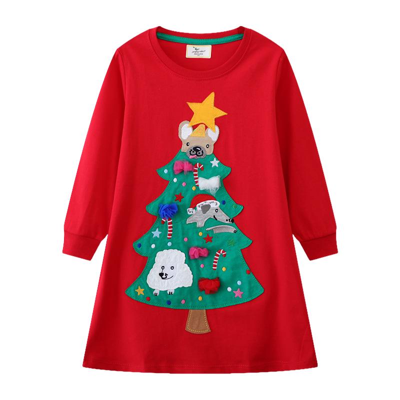 

Spring Autumn Girls Cartoon Princess Dresses – Stylish Round Neck for Christmas & Halloween 110-120cm
