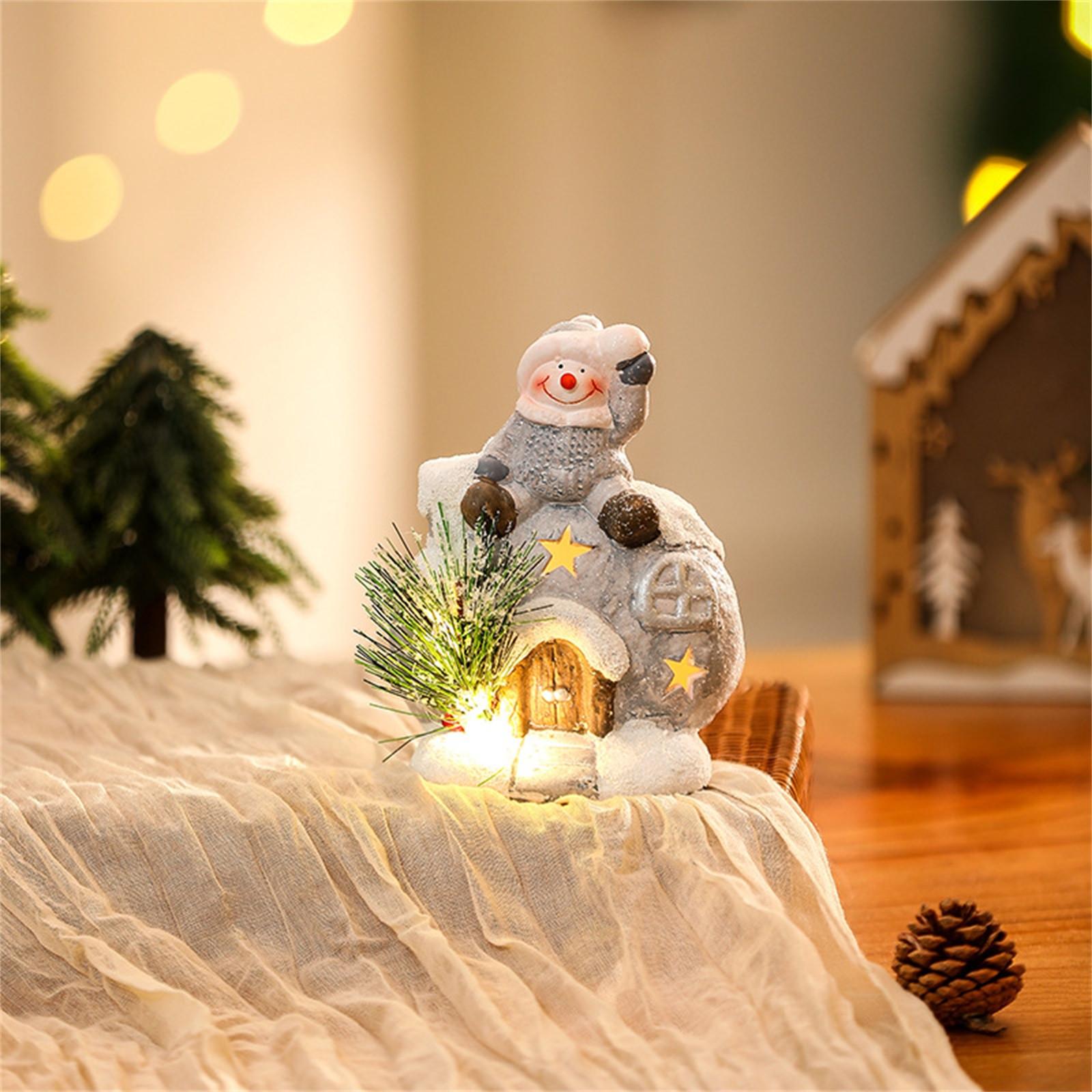 

Рождественские настольные светодиодные светящиеся украшения, рождественские снеговики, елочные украшения One Size