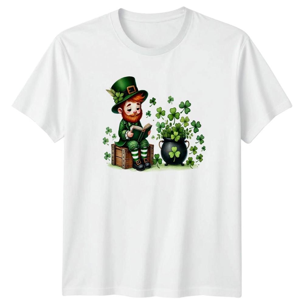 Irish Leprechaun Reading Book With TShirt St Patricks Day Holidays S