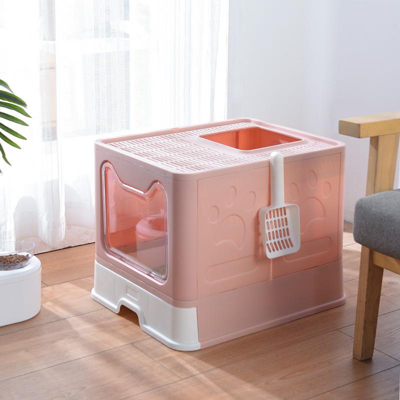 Drawer-type Folding Cat Litter Box Fully Enclosed Anti-splash Cat Toilet Deodorant Cat Cleaning Supplies Anti-strap Cat Litter