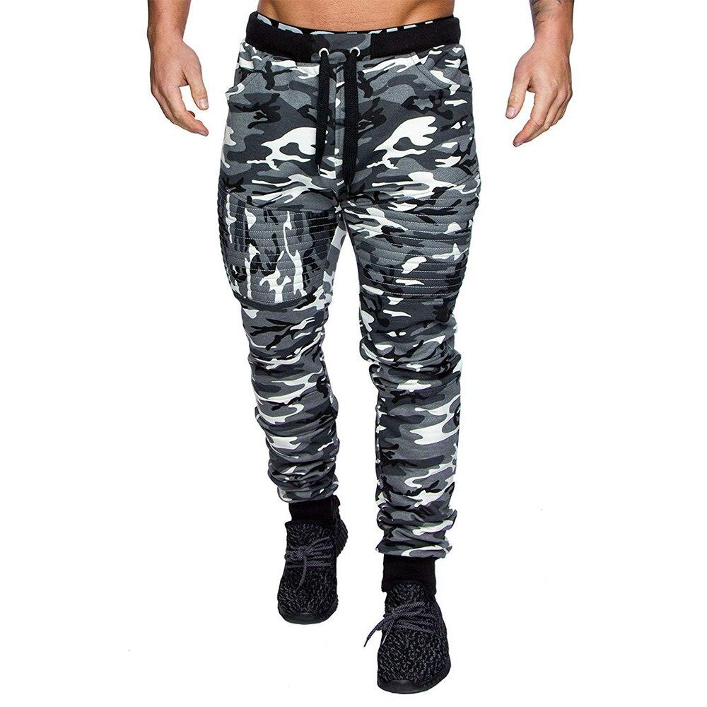 Men's Casual Camouflage Sweatpants Jogger Basic Ruched Pant Pockets Elastic Waist Drawstring Gym Workout Outdoor Sports Trousers
