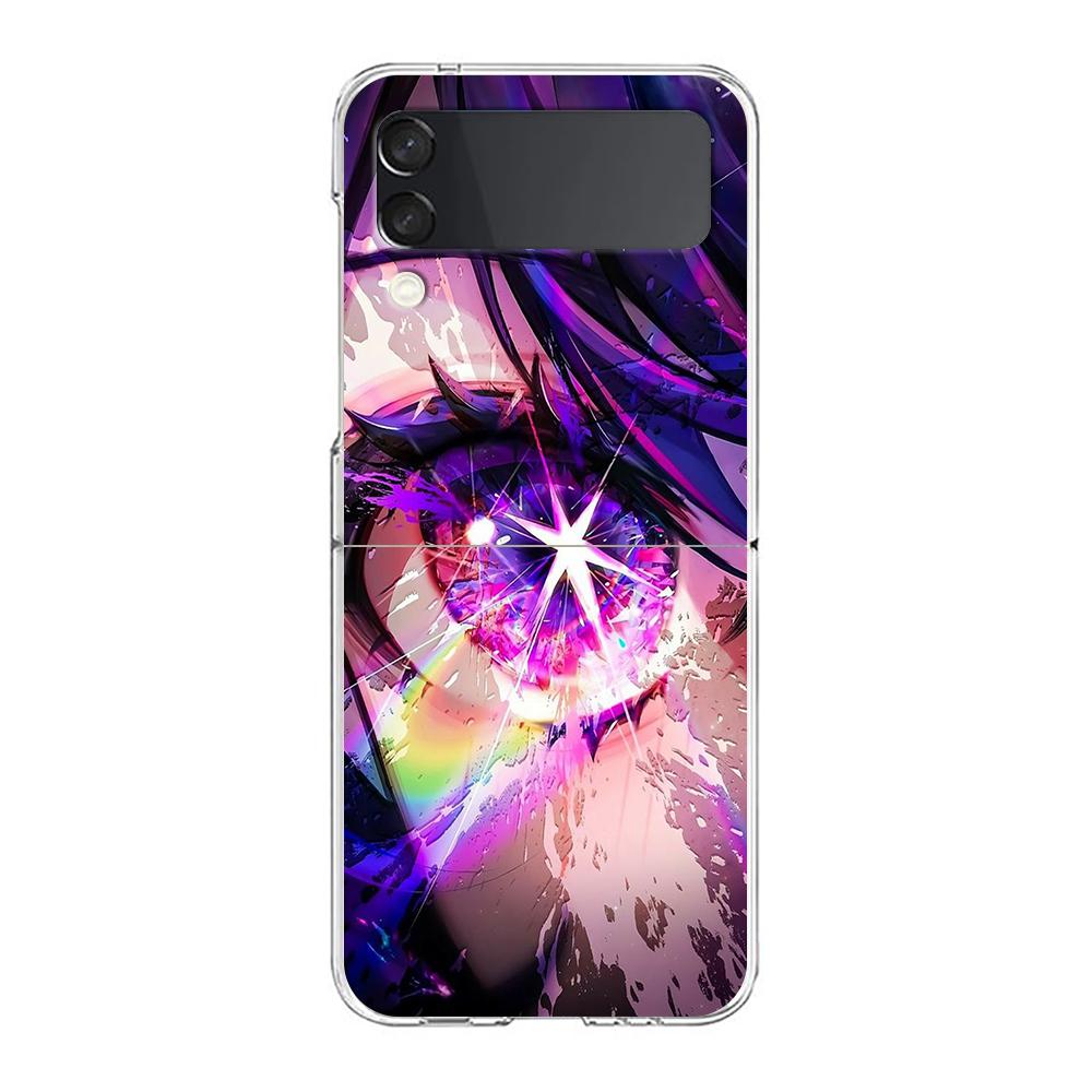 Handyhülle für Samsung Galaxy Z Flip 3 4 5 Transparent faltbar Hohe harte PC-Schale für Galaxy Z Flip 3 5 Cover Cartoon süße Augen Kunst
