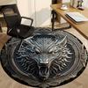 1PC Wolf Shield Office Round Rug, Non Slip, Soft and Durable Office Rug for Interior Decoration, Perfect for Office