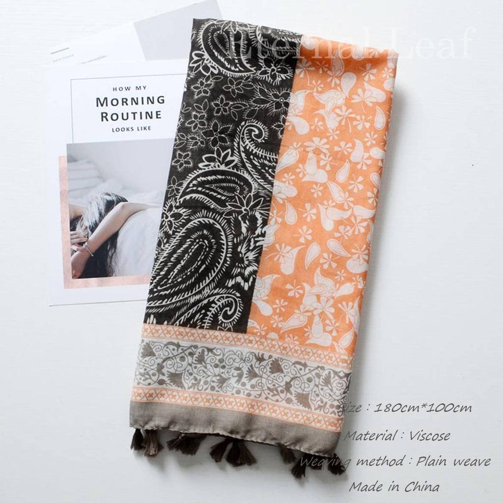 Eternal Leaf Großes ethnisches Paisley-Muster mit Sonne UV FT34814 Damen Schal/Stola Quasten, Schutz, Schutz, (03.LS017B)