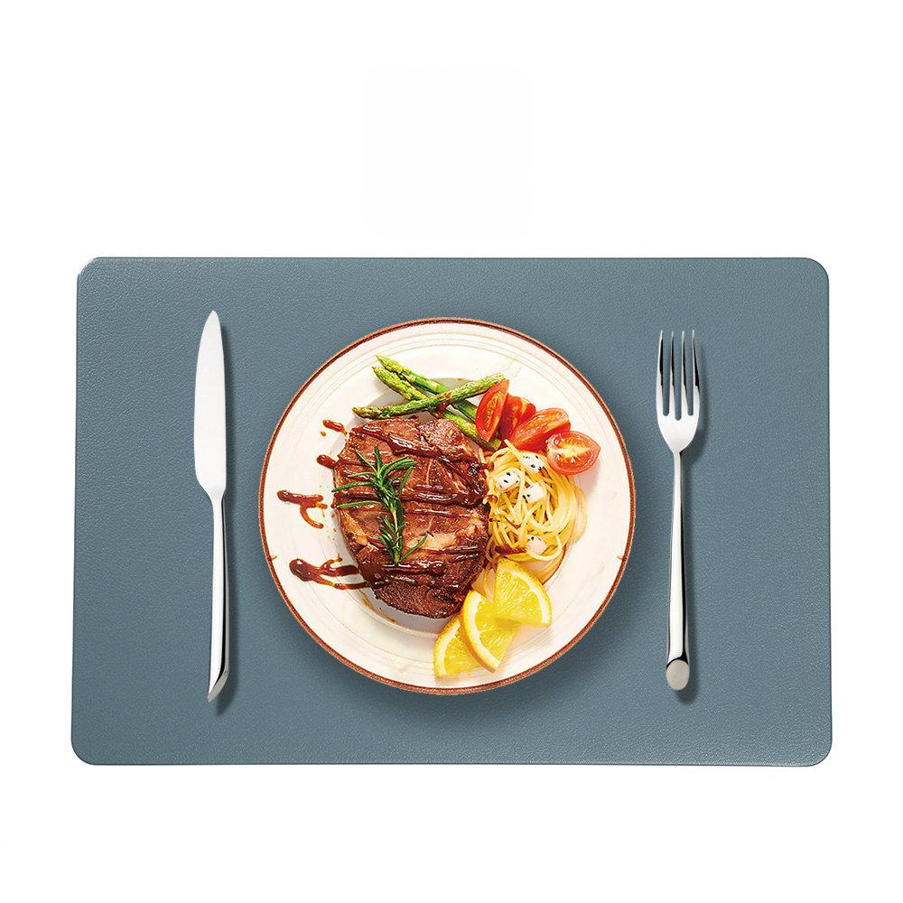 1/6/10PCS Placemats Leather Table Mats Waterproof Heat-Resistant Easy to Clean for Dining Table Set Kitchen Table Light Blue