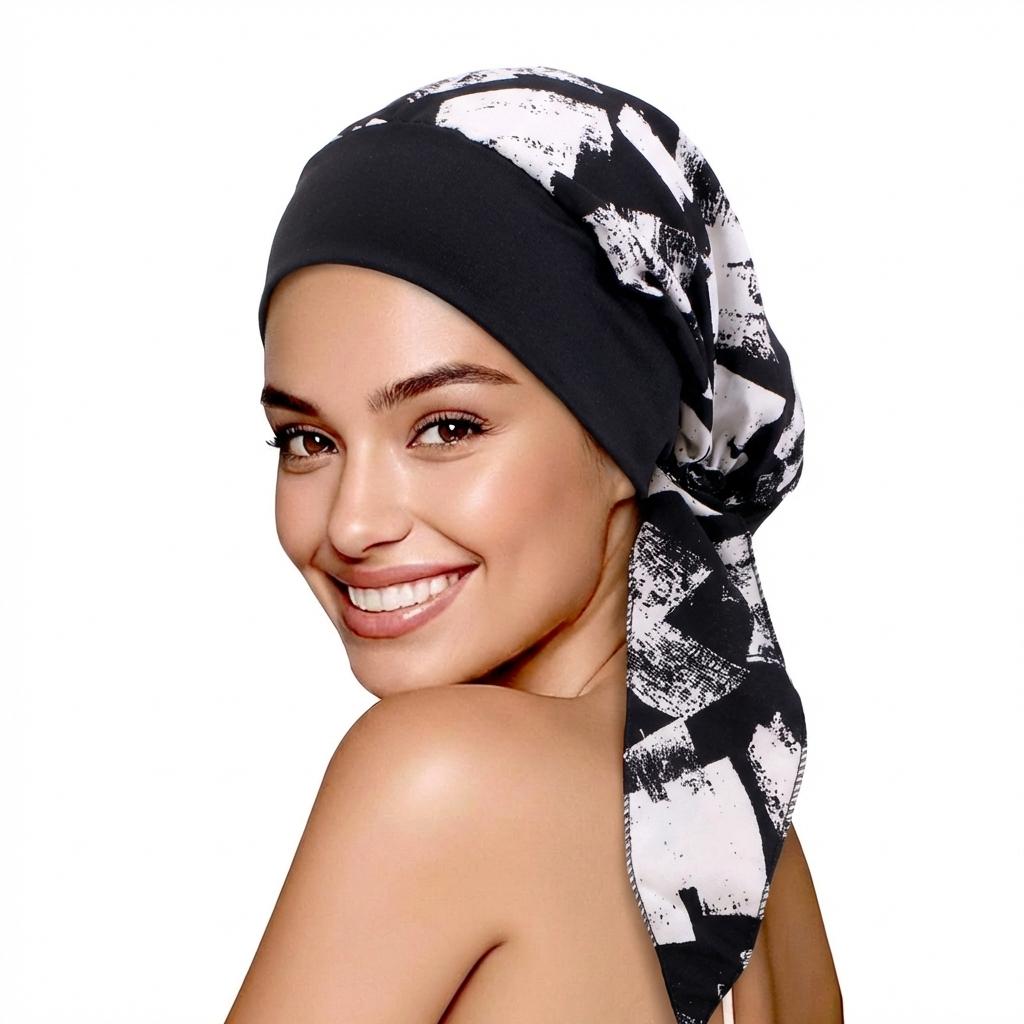 New Women Flower Print Hat Elastic Muslim Hijab Hats Long Tail Head Wraps Chemo Beanies Caps Cancer Bandanas