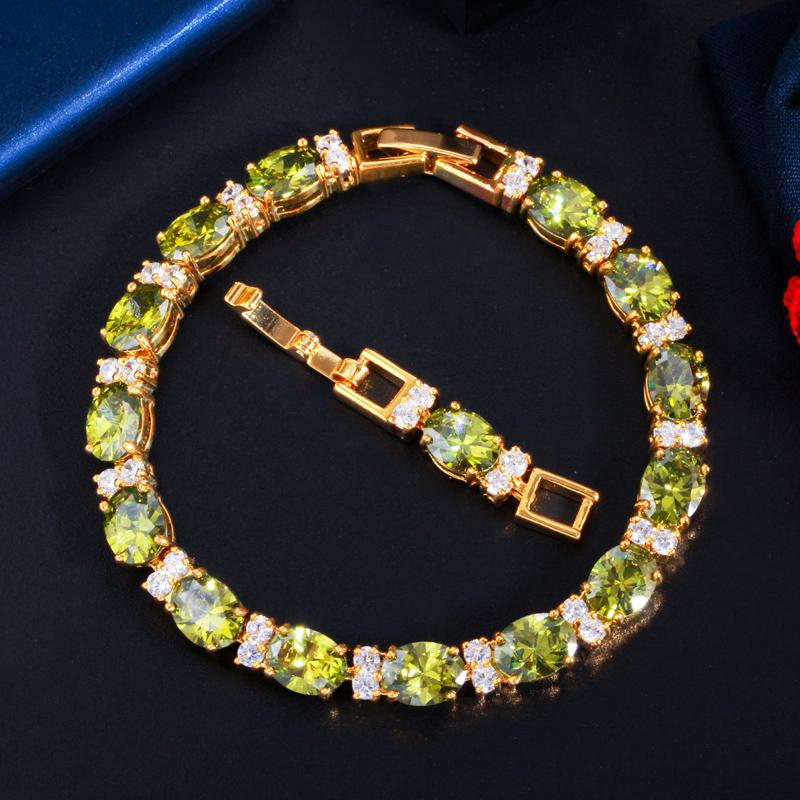 

Розкішні весільні ювелірні вироби WWJ з кубічним цирконієм, тенісні браслети, браслети оливковий колір