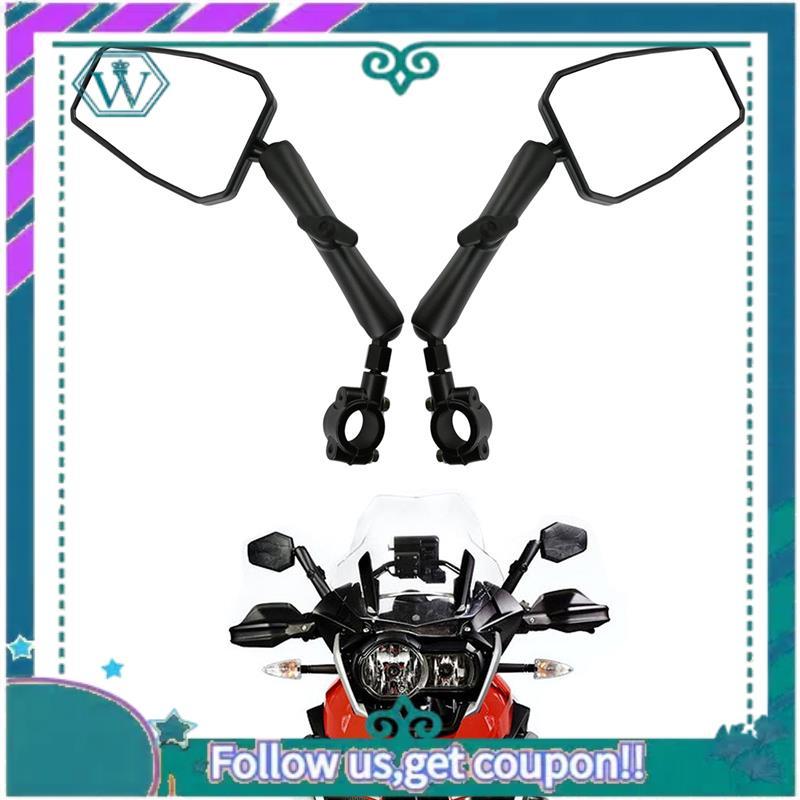 AA92-Universal Angle Adjustable Motorcycle Mirror With 7/8Inch Handlebar Mount And 8/10Mm Screws For Bike Scooter Moped Parts