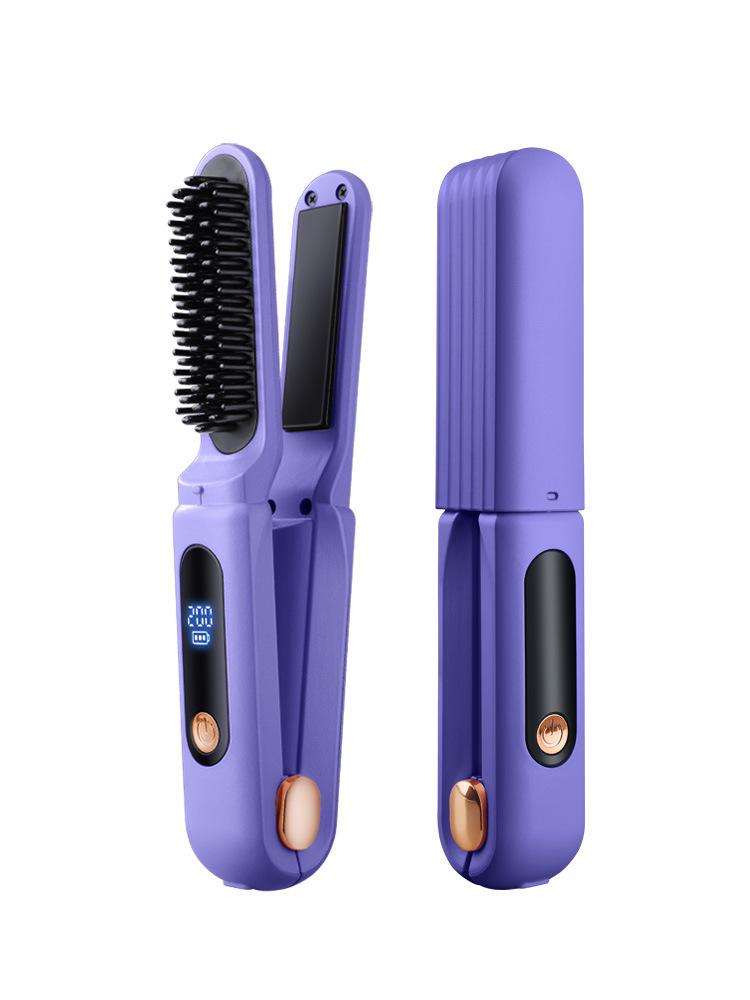 Dual-Use Wireless Hair Styling Comb: Straightens & Curls, Portable, Anti-Scald, Household Size