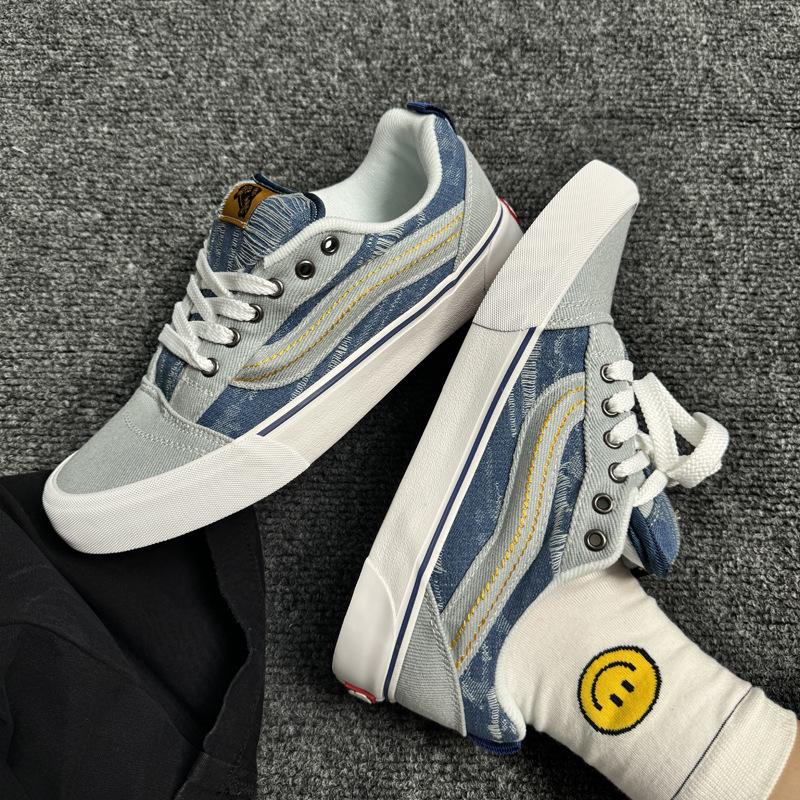 Dicke Zunge Amerikanische Schuhe mollige Brotbrettschuhe Retro weiß-schwarze kontrastierende Freizeitschuhe