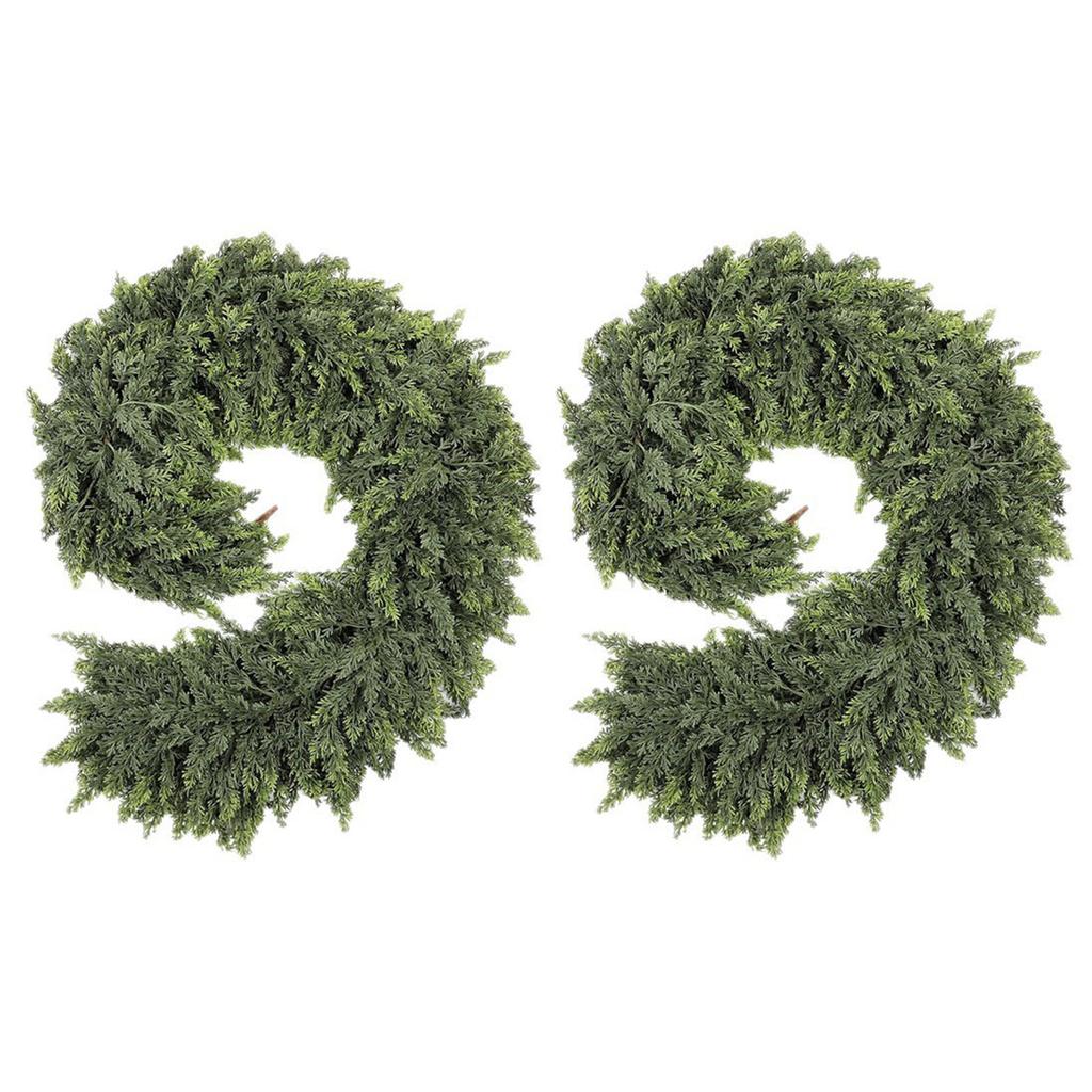 Artificial Cedar Wreath-Vine For Christmas Multipurpose Decorative Garland For Mantelpiece Elegance