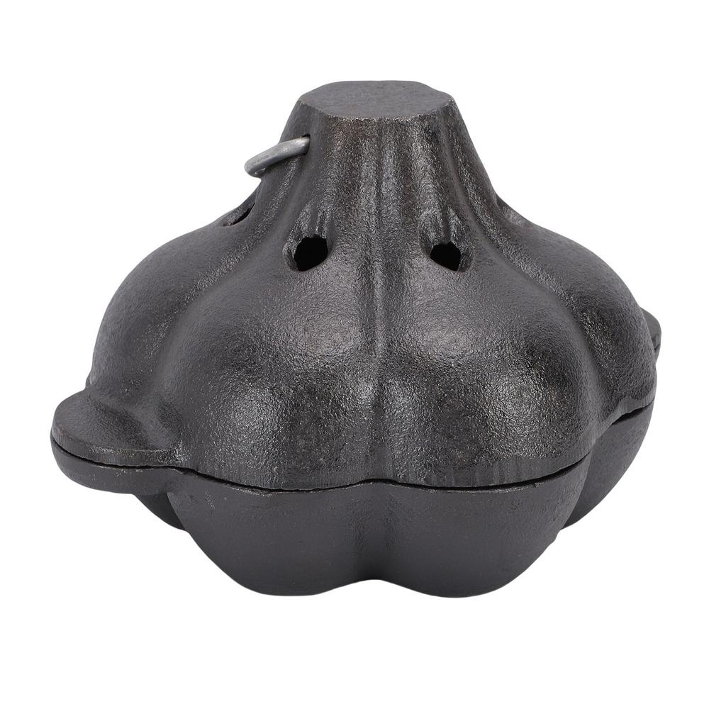 Garlic Roaster with Lid Cast Iron Smoker Garlic Roaster Potato Baker for Kitchen Oven Outdoor BBQ Grill