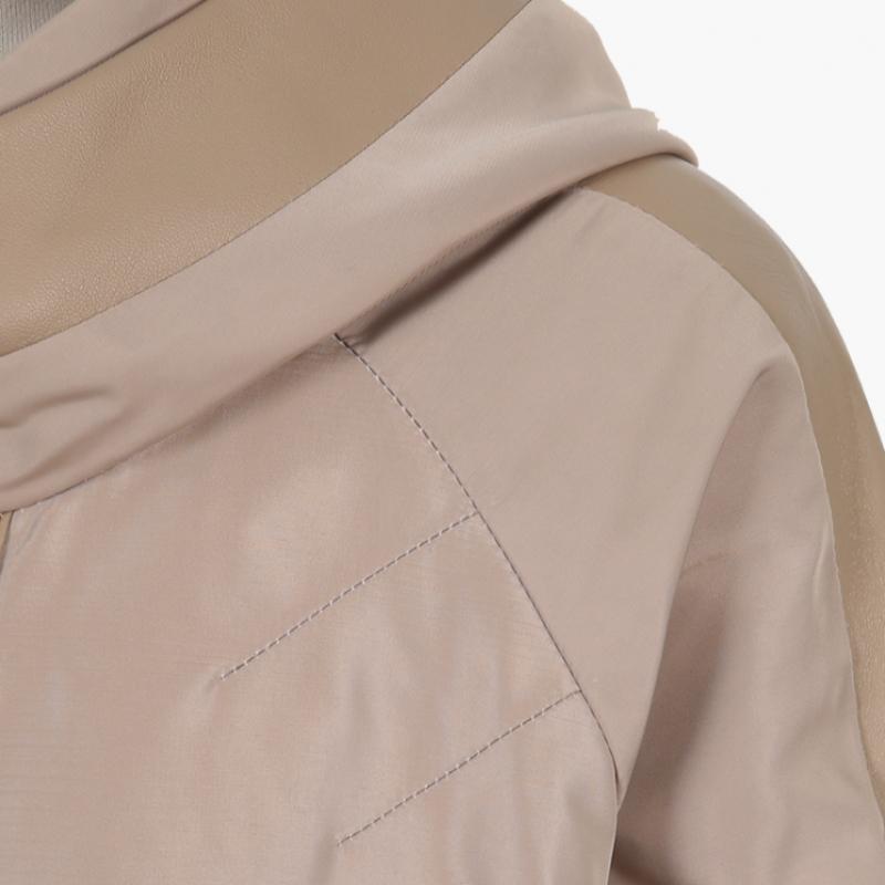 La Belle Shinyoung Fur Women Lambskin Combination Half Hood Long Coat Sy106ct