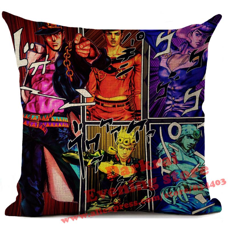 Jojos Bizarre Adventure Japanese Harajuku Manga Cushion Cover Living Room Sofa Square Throw Pillows Home Decoration Pillowcase