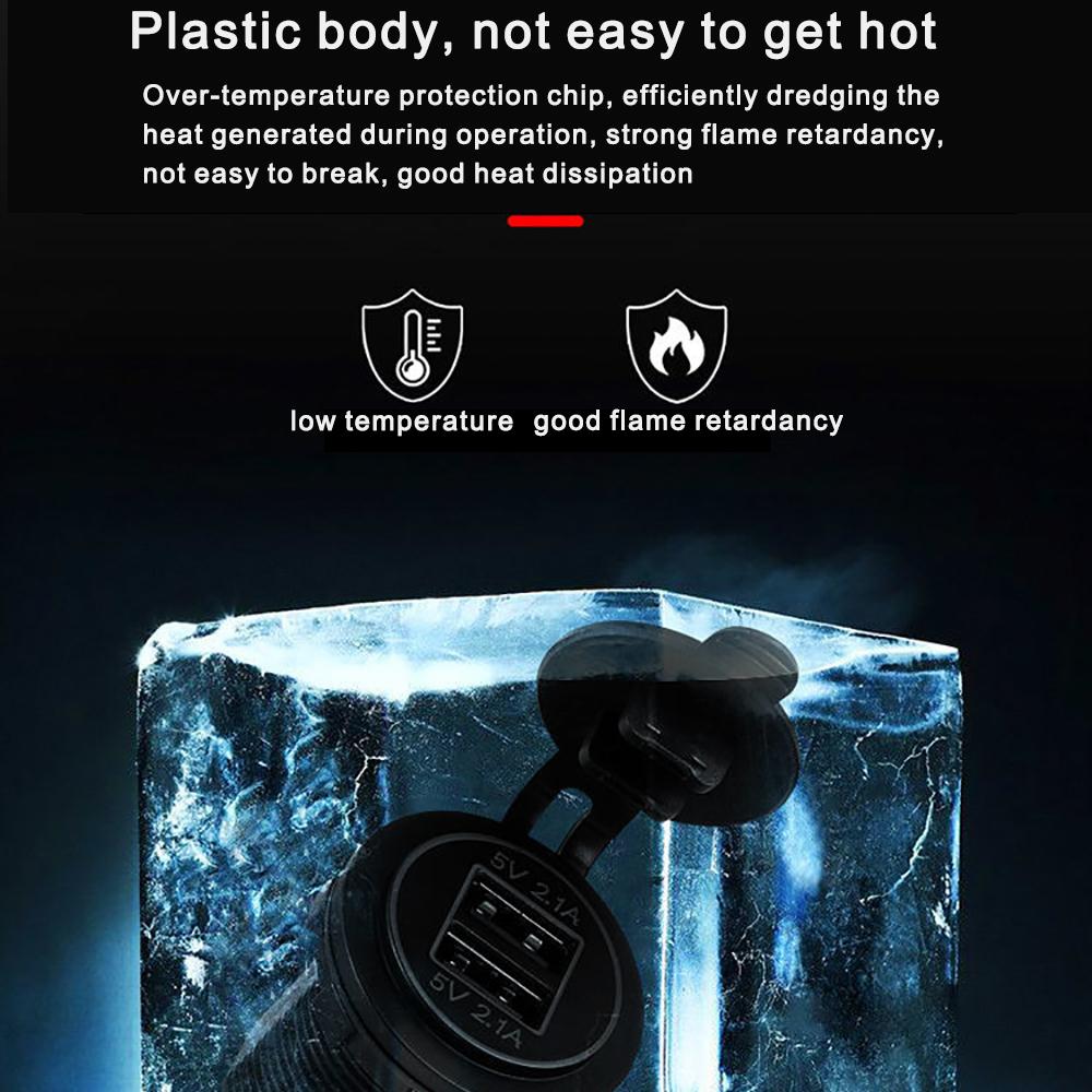 4.2A Dual USB Car Motorcycle Cigarette Lighter Dual USB Charger 12V-24V Car Moto Cigarette Lighter Sockets Power Plug Outlet LE