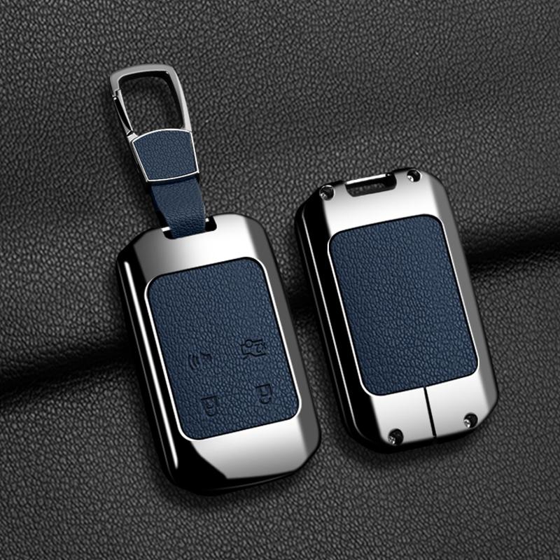 Metal+Leather Car Key Case For Mazda Ez6 Ez-6 Ez-60 Ez60 Remote Cover Bag Shell Keychain Housing Ring Holder Fob Accessories