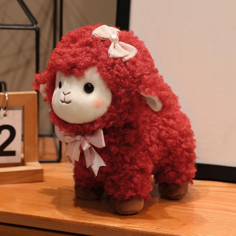 Year of Sheep Mascot Plush Toy, Cute Lucky Sheep Stuffed Doll, Soft Blessing Sheep Plushie for Festival Gift Home Decor