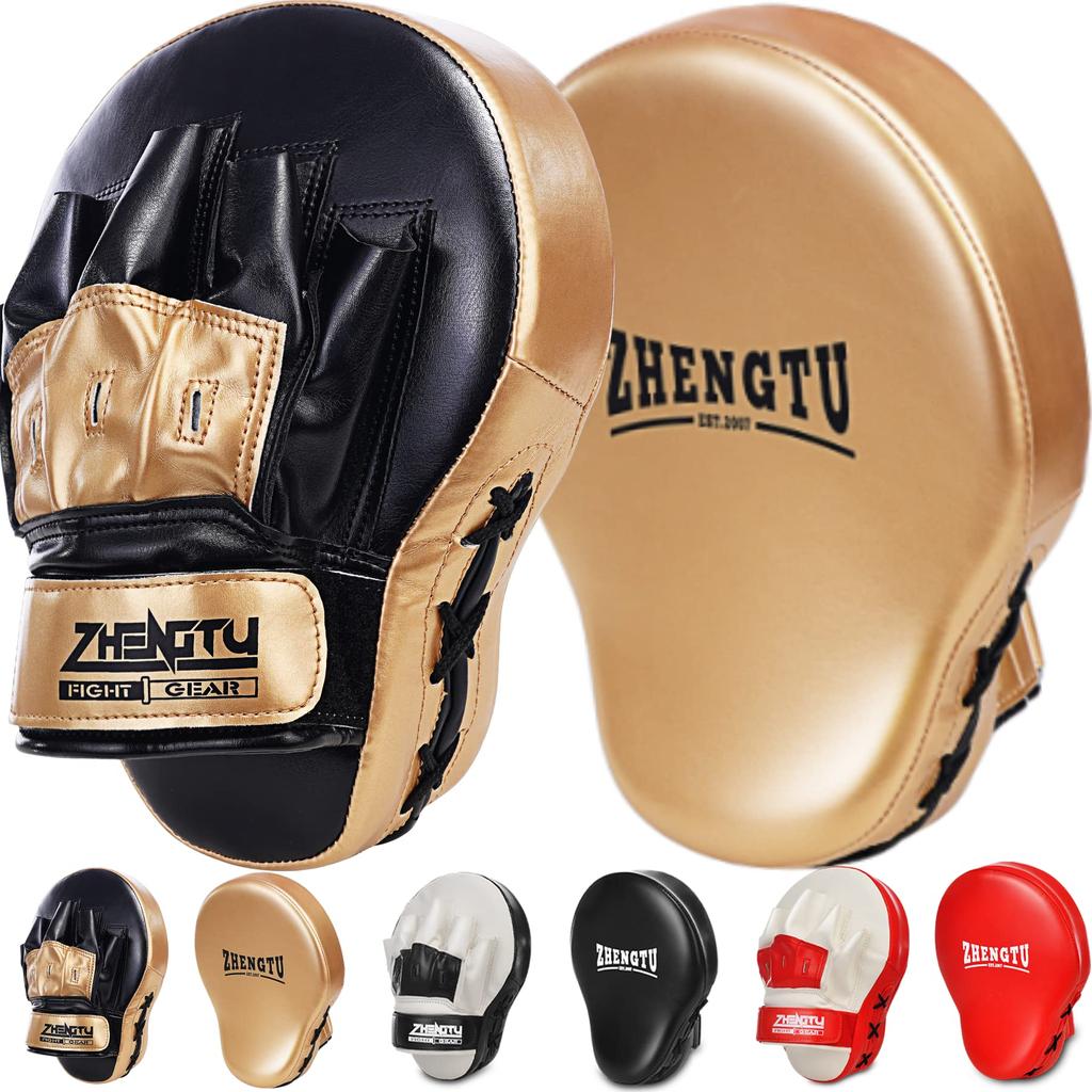 ZHENGTU Boxing Mitts, Kick Mitts, Punching Mitts, Boxing Punching Gloves for Martial Arts, Karate, and Practice, Exercise Relief (Gold)