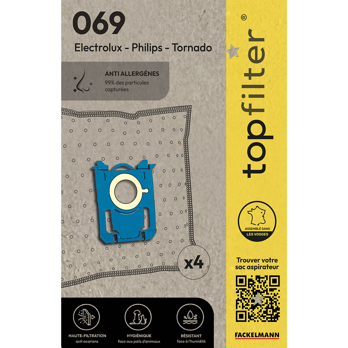 

Набор из 4 мешков для пылесосов Electrolux Philips и Tornado TopFilter Premium арт.. 64069