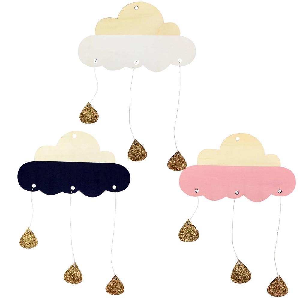 Cloud Raindrop Star Nordic Wooden Wall Hanging Kids Room Decor Ornaments #3 Cloud Raindrop Star Nordic Wooden Wall Hanging Kids Room Decor Ornaments #3