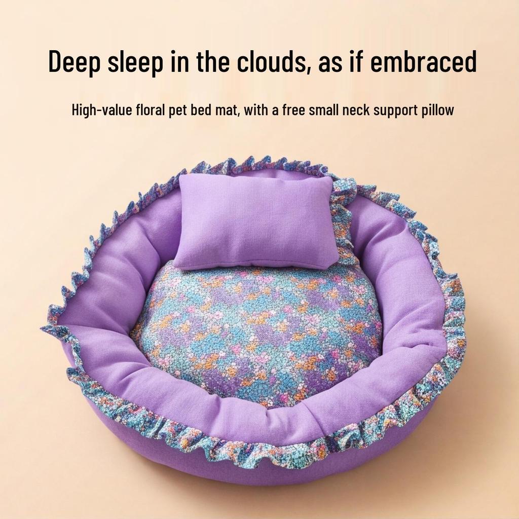 All-Season Pet Bed: Round Mat for Small-Medium Cats & Dogs