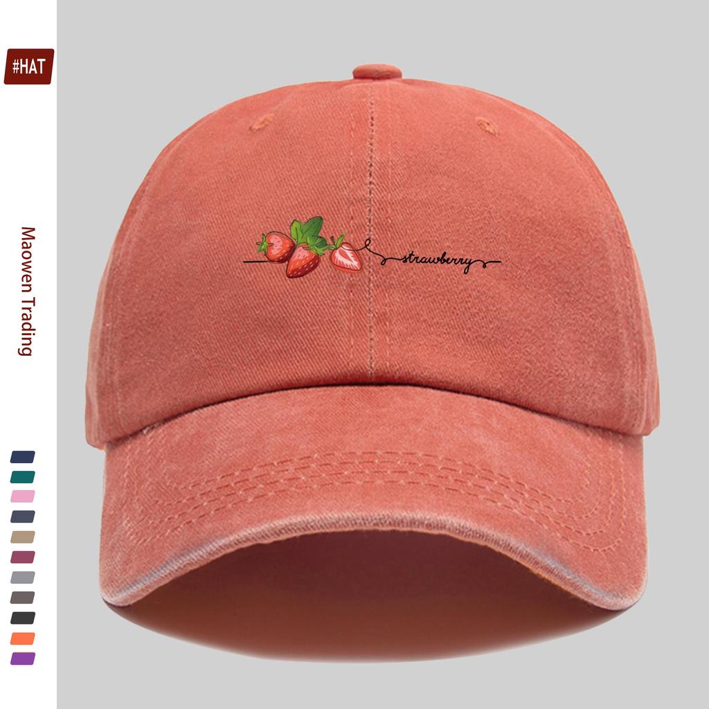 Pc Strawberry Print Baseball Cap AllSeason Sun Hat Casual Decorative Hat with Adjustable Buckle Strap Multiple Colors Avail