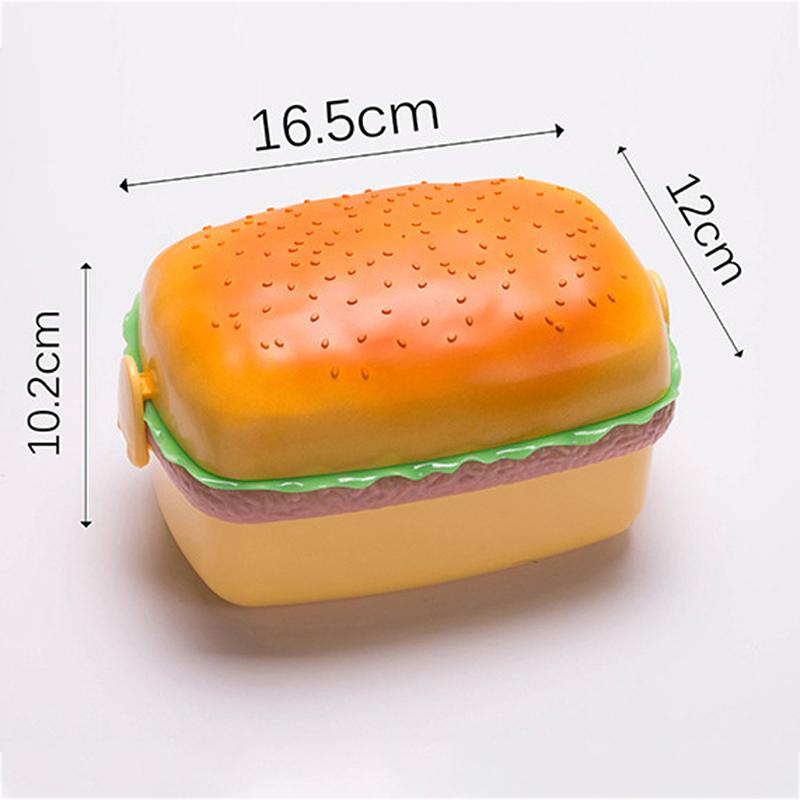 Contenitore per il pranzo a doppio strato per hamburger, contenitore per il pranzo a microonde, contenitore per alimenti, contenitore per il pranzo a doppio strato per hamburger, contenitore per il pranzo a microonde