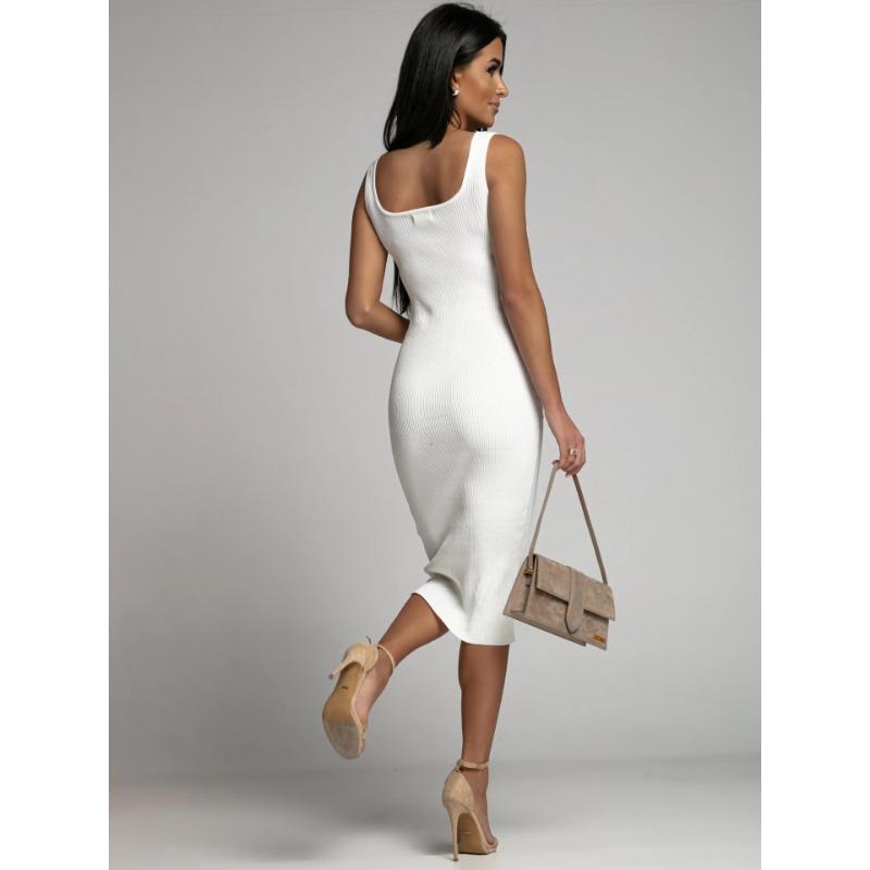 Abito Estivo Senza Maniche con Scollo a U da Donna con Spalline Semplice Tinta Unita Avvolgente sui Fianchi Casual Semplice Aderente da Festa Abbigliamento Femminile