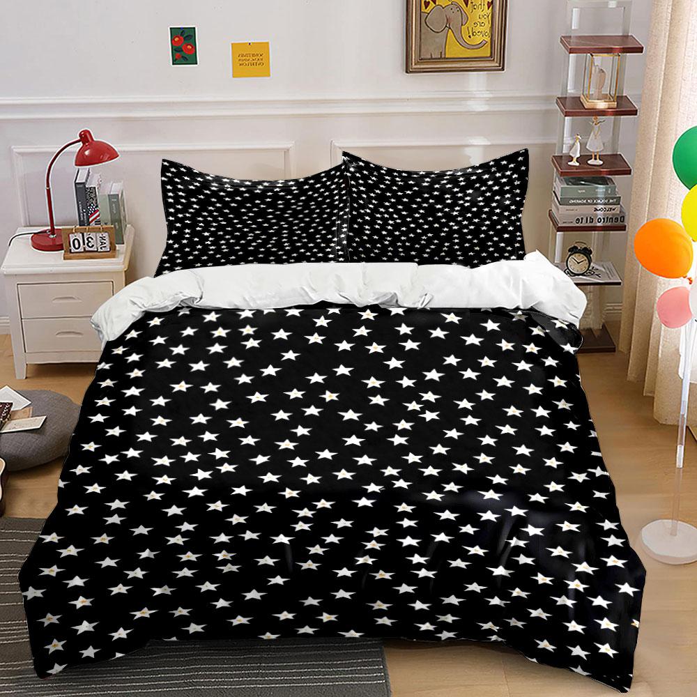 White stars on black Bedding sets Duvet cover sets Duvet covers Pillowcases(1* Duvet Cover 2* Pillowcases without duvet insert)