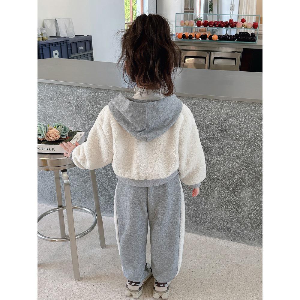 2025 Hooded Fleece Cardigan Set for Girls - Cozy Autumn/Winter Fashion