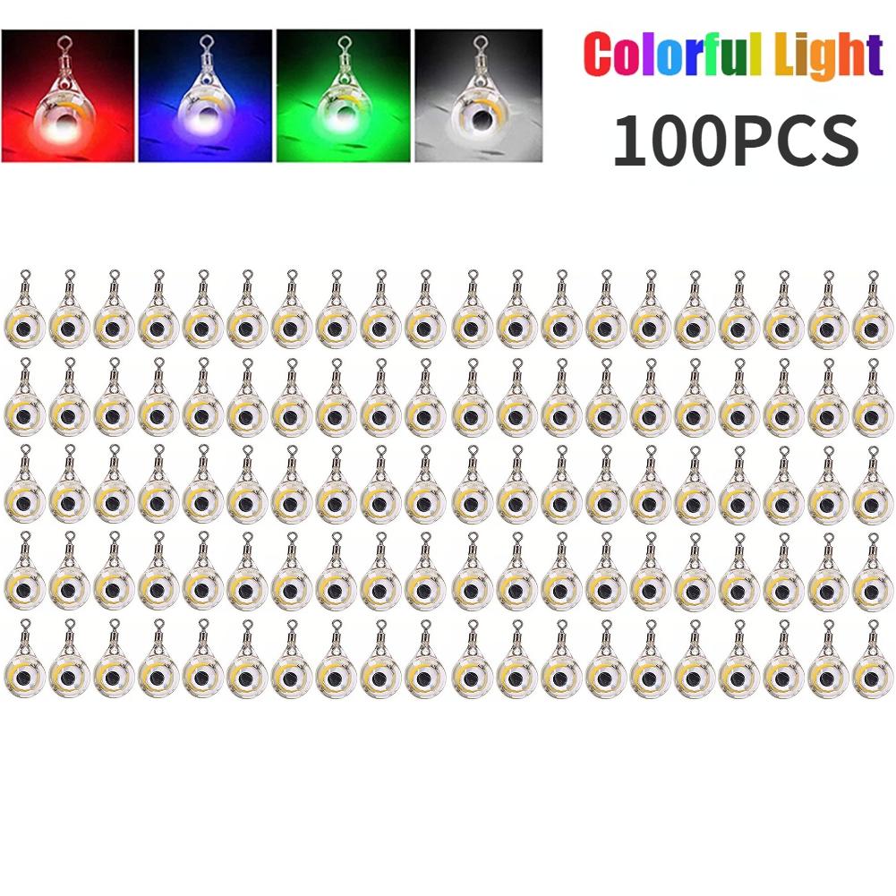 10-200pcs Mini Fishing Lure Light LED Deep Drop Underwater Eye Shape Squid Fish Bait Luminous Lure for Attracting Fish