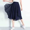 Elastic High Waist Slim Elegant Chiffon Capris Female Pants Skirts Women Summer Wide Leg Medium Long Leisure Loose Trousers