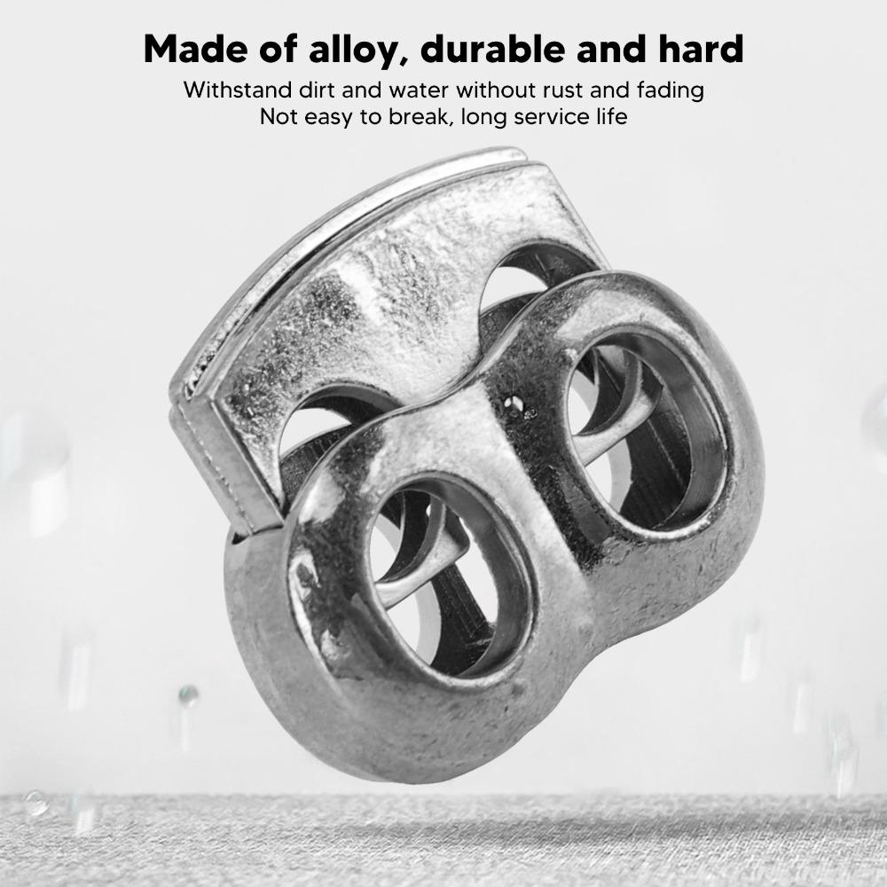 10 Pcs Durable Zinc Alloy Cord Lock Stopper Round Shape Two Holes Cord Locks Locking End Tightener Shoelaces
