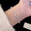 Pink Zircon Star Butterfly Knot Bracelet Women Delicate Sweet Style Copper Alloy Adjustable Stackable Wrist Jewelry