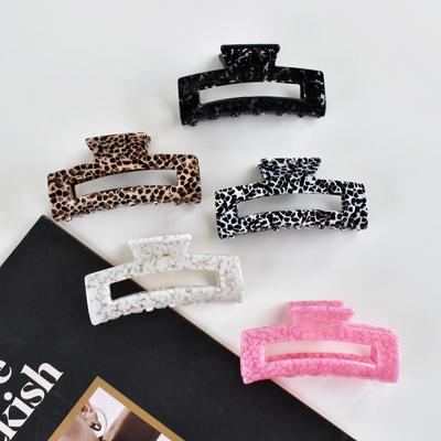 Европейская и американская женская черно-белая клетчатая заколка для волос - большой ацетатный акриловый зажим для причесок с пучком