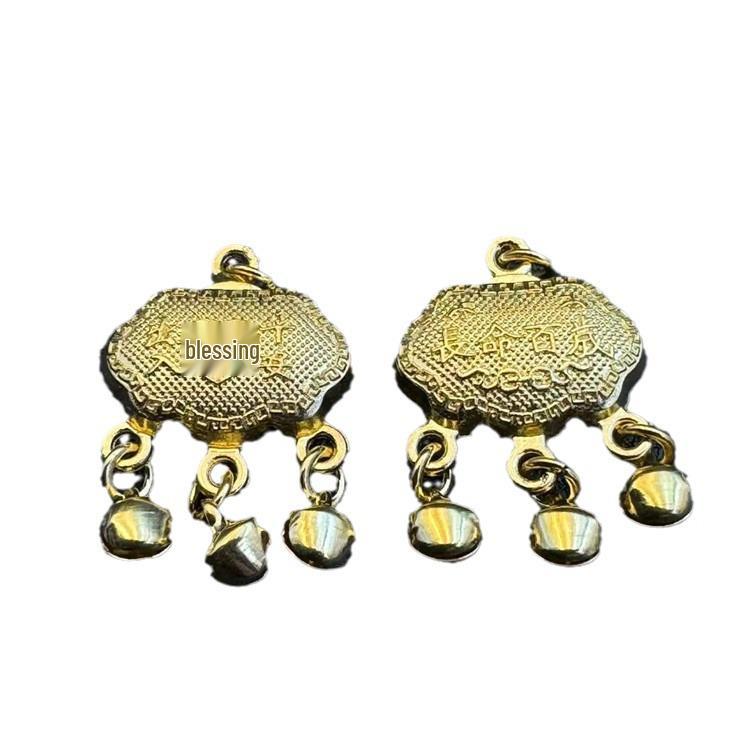 Gilded Ping An Lock Fortune Bell & Ruyi Pendant for Bracelet/Necklace