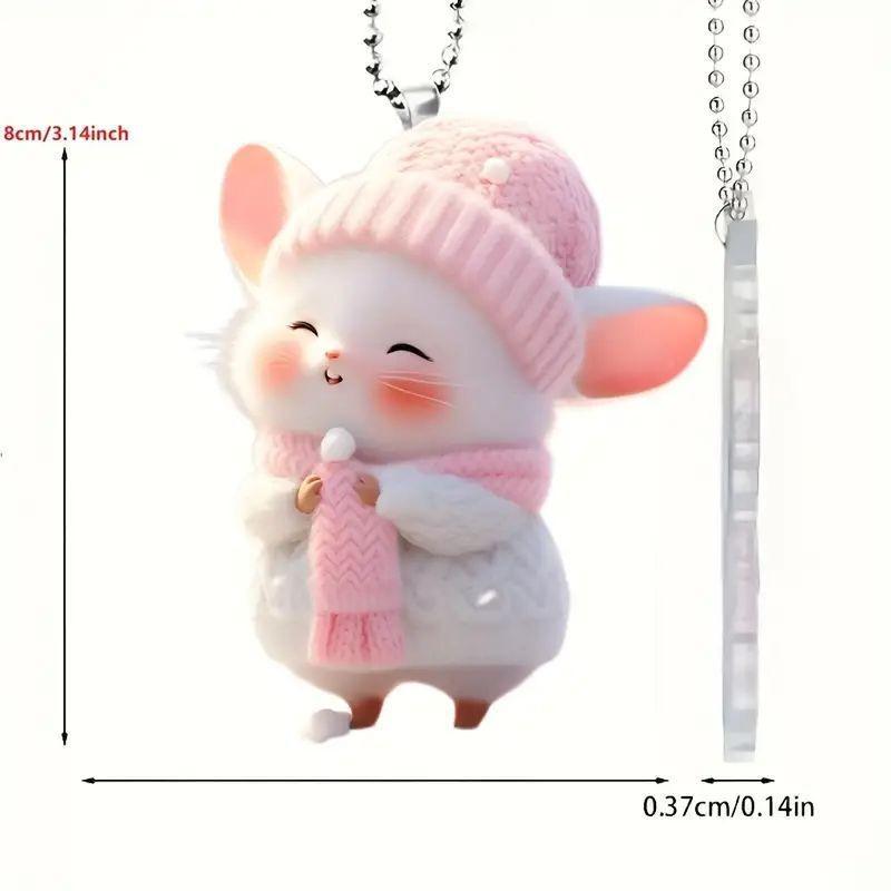 

Acrylic Pink Lovely Car Pendant Cheerful Cartoon Style Interior Charm Decoration