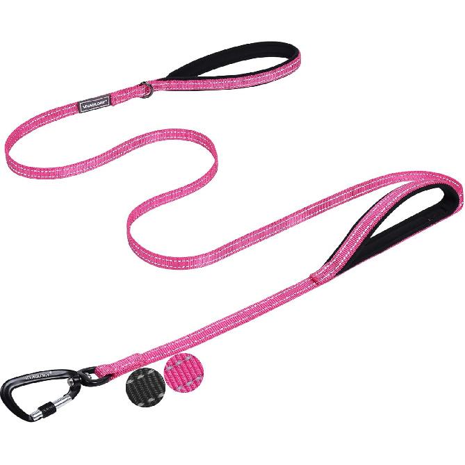 VIVAGLORY Twingrip Dog Leash, Double Handle Dog Leash for Training & Walking with Traffic Handle & 2 Loop, Traffic Control Reflective Heavy Duty for