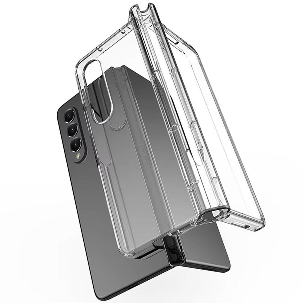

For Samsung Galaxy Z Fold 6 5 4 3 Transparent Case Shockproof Back Cover With S Pen Holder Shell For Samsung Z Fold5 Fold6 Coque Z Fold3