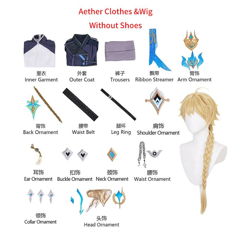 Game Impact Aether Snezhnaya Reiziger Nieuwe Huid Cosplay Kostuum Pruik Haar Schoenen Laarzen voor Mannen Rolspel Halloween Outfits L